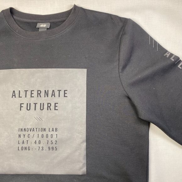 H&M "Alternate Future" Black Crewneck Pullover Sweatshirt! Tech Goth Sz M - Picture 5 of 16